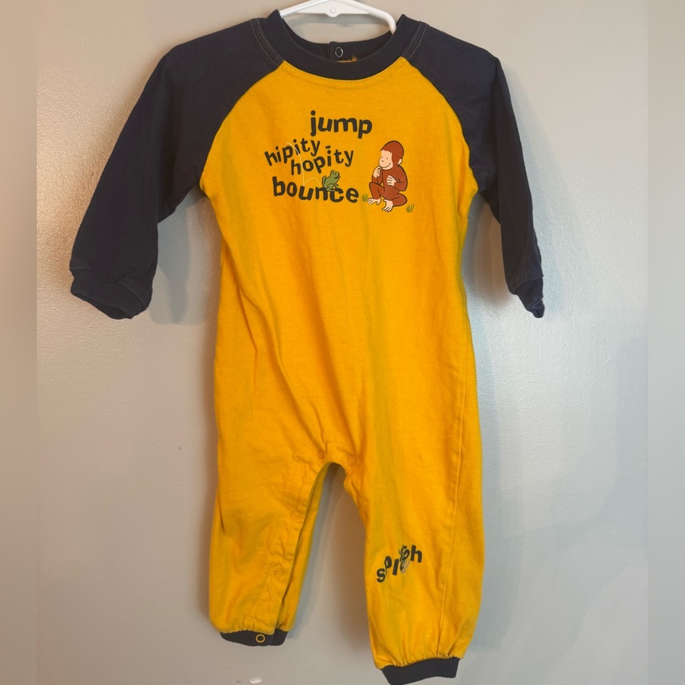 Vintage Curious George One Piece Boys Romper Size 18 Months